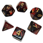 Complete Dice Set - 7x Red Black Acrylic Dice