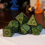 Complete Dice Set - 7x Fancy Green Acrylic Dice